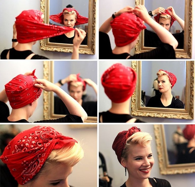 buộc tóc kết hợp khăn turban