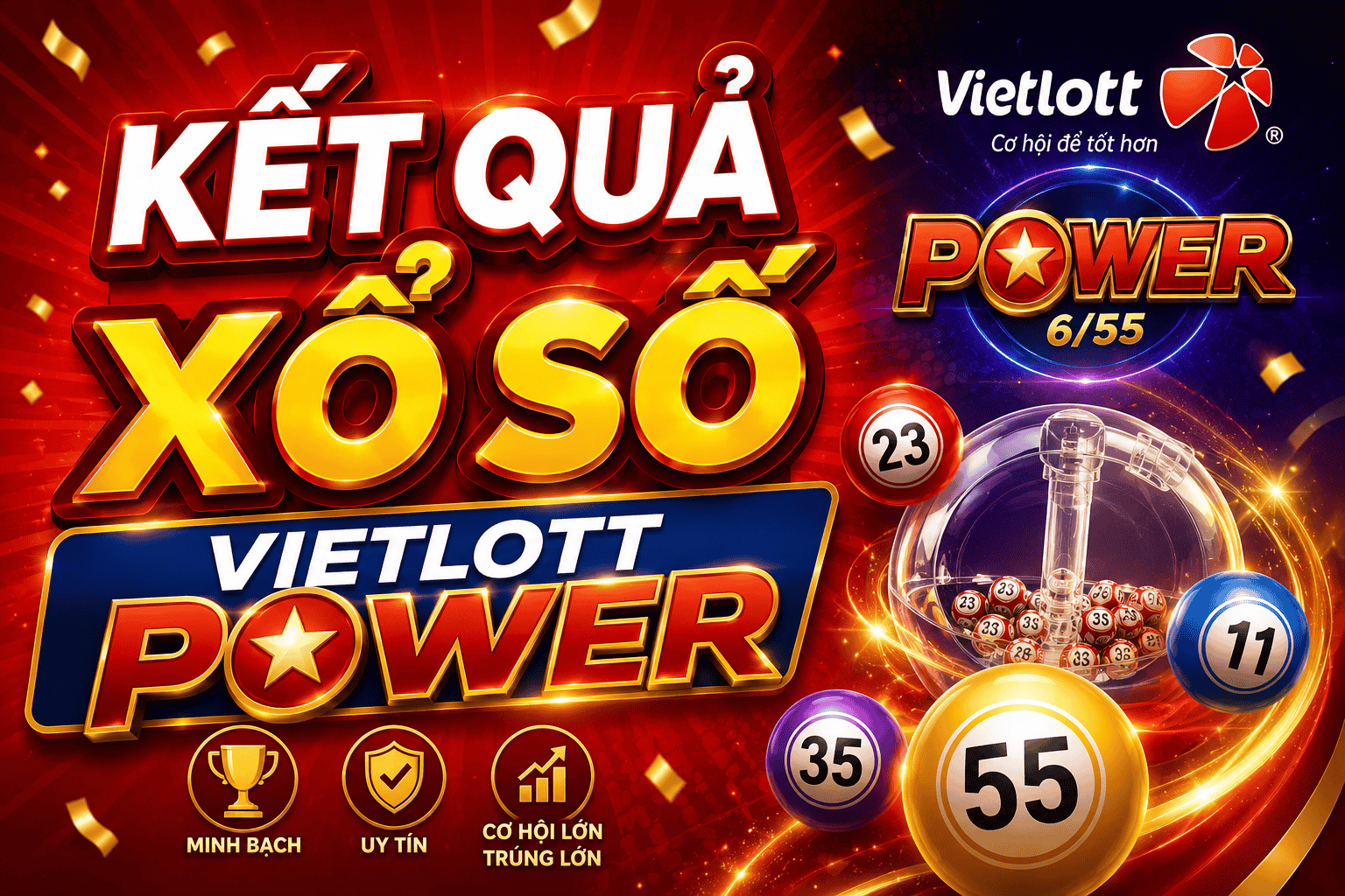 Xổ số Vietlott 12/5: Trực tiếp Power 6/55 mới nhất