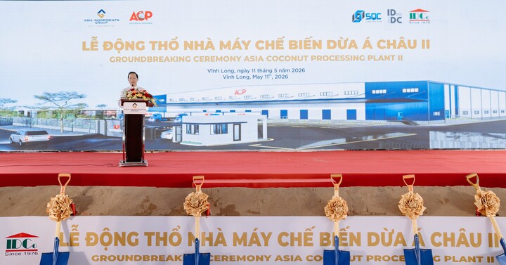 Tập đoàn Nguyên liệu Á Châu xây nhà máy chế biến dừa công nghệ hàng đầu thế giới